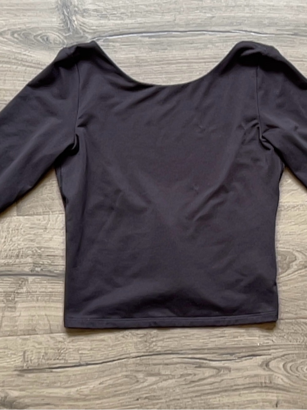 Offline by Aerie Black stretchy Boatneck Long Sleeve Crop Top